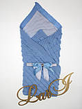Покривало-плед "Лапочка" (блакитний, в'язане полотно/кулір, (85*85)), фото 2