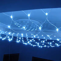 Новогодняя гирлянда сетка 180 LED Синяя, белый кабель, светодиодная гирлянда на окно | новорічна гірлянда (NS)