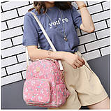 Рюкзак жіночий з екошкіри з квітами (пудровий), фото 2