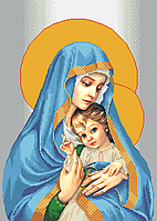 Схема для вишивки бісером Мадонна з Ісусом (срібло)