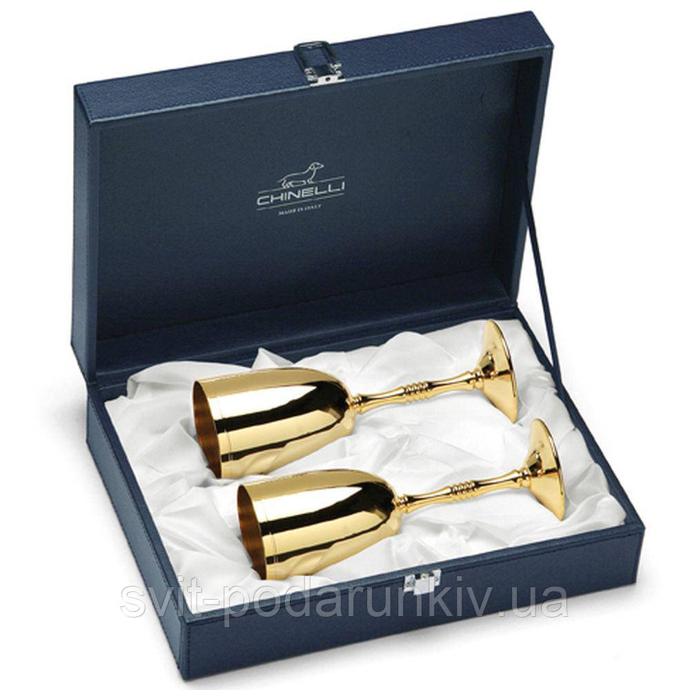 Келихи для шампанського з металу Golden 2 шт Chinelli, фото 1