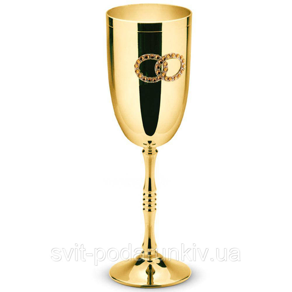 Весільні келихи для шампанського металеві Golden 2 шт Chinelli, фото 1
