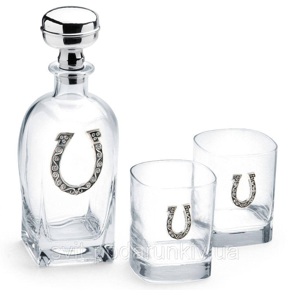 Набір стопок для горілки на 2 чарки та графин Підкова Chinelli, фото 1