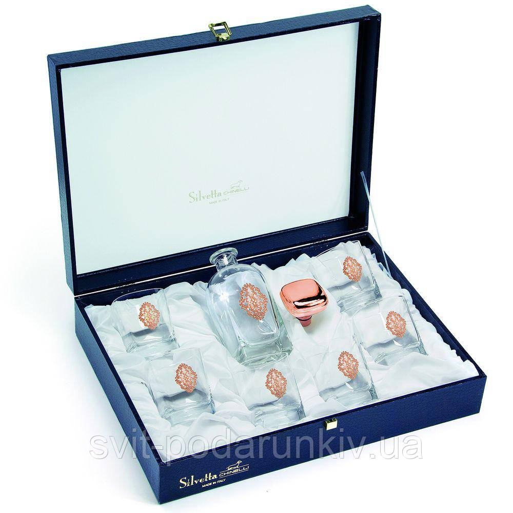 Набір келихів для віскі 6 шт. і штоф rose gold Chinelli, фото 1