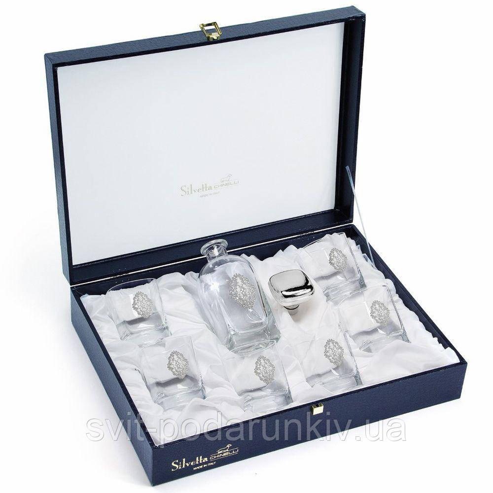 Набір келихів для віскі 6 шт. і штоф silver Chinelli, фото 1