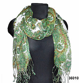 Зелений лляної шарф з турецьким орнаментом