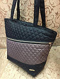 Жіночі сумка стьобаний Стильна сумка-мода/Дута Сумка жіноча спортивна Темно-беж+чер, фото 8