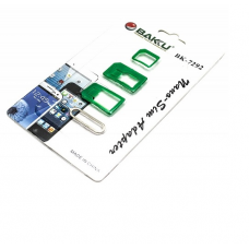Перехідник для SIM карт BAKKU BK-7292 3 в 1, micro-nano, micro-sim, nano-sim, Green, Plastic