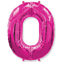 Фольгований шар цифра "0" Flexmetal Фуксія 14" 36 см