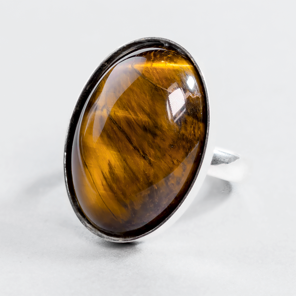 Тигрове око, 25*18 мм, срібло 925, кільце, 923КТ