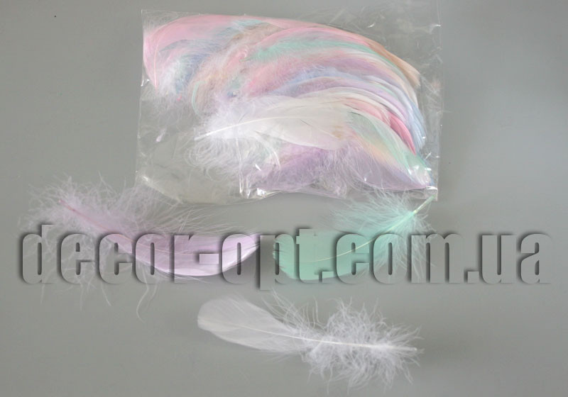 Пір'я мікс пастельні 5-15 см 100 шт.