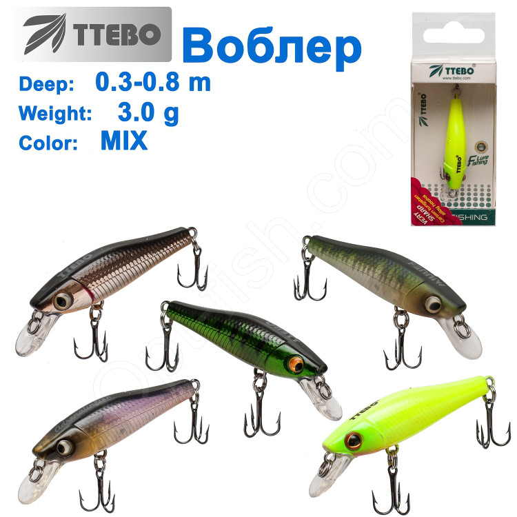 Воблер Ttebo M-ELF45 (0,3-0,8m) 3g MIX