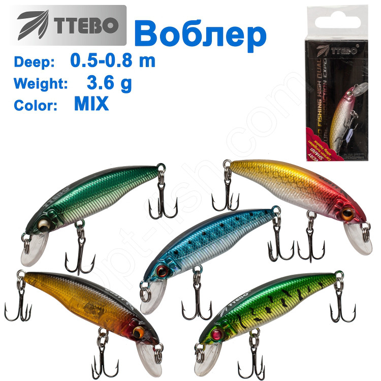 Воблер Ttebo M-RUF50 (0,5-0,8m) 3,6g MIX