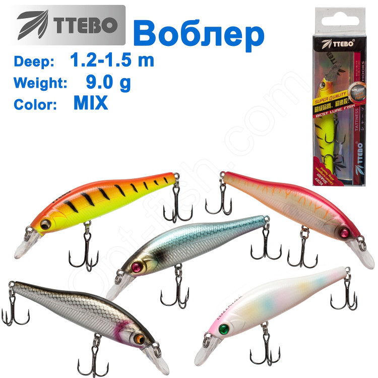 Воблер Ttebo S-GN80D (1,2-1,5m) 9g MIX