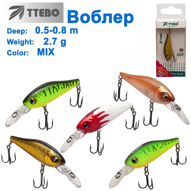 Воблер Ttebo S-KID40 (0,5-0,8m) 2.7g MIX