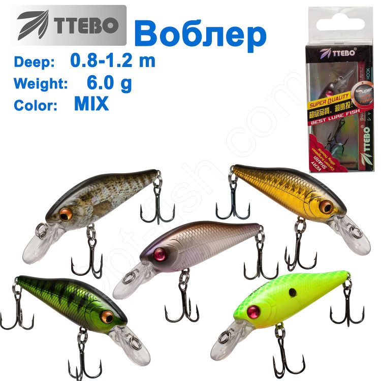 Воблер Ttebo S-KID55 (0,8-1,2m) 6g MIX