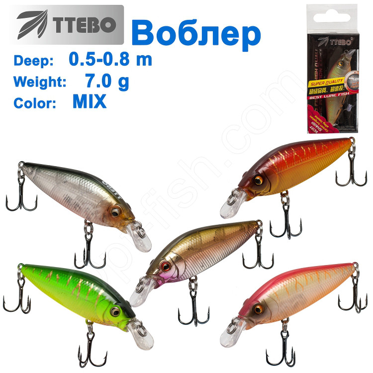 Воблер Ttebo S-SI60 (0,5-0,8m) 7g MIX