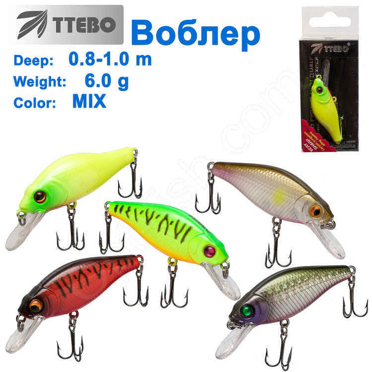 Воблер Ttebo S-LI50 (0,8-1m) 6g MIX