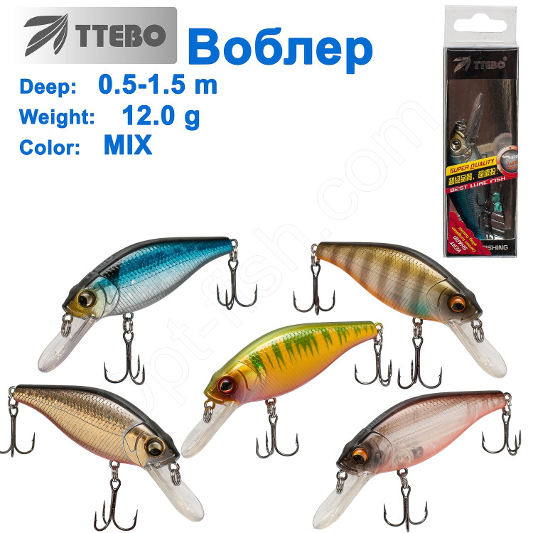 Воблер Ttebo S-LI70 (0,5-1,5m) 12g MIX