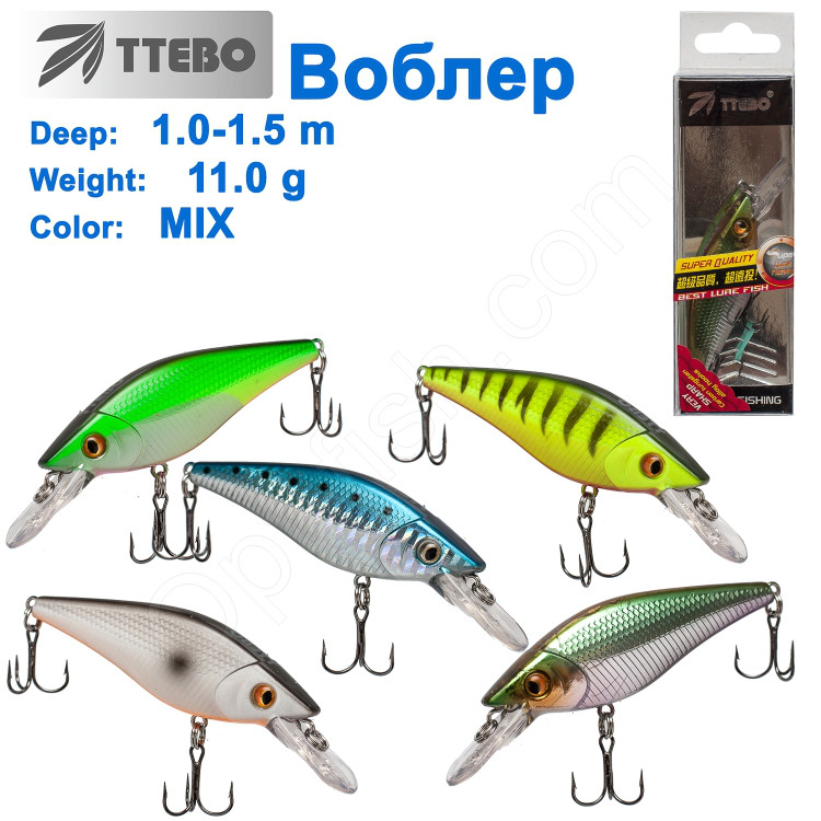 Воблер Ttebo S-WO75SR (1-1,5m) 11g MIX