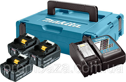 Набір акумуляторів Makita LXT 3x4.0 А·год + DC18RC + Makpac, фото 1