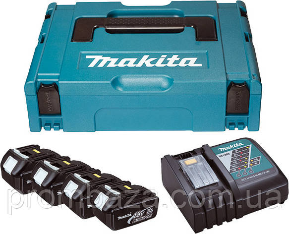 Набір акумуляторів Makita LXT 4x3.0 А·год + DC18RC + Makpac, фото 1
