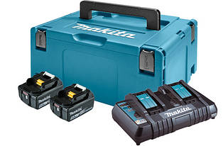 Набір акумуляторів Makita LXT 2x5.0 А·год + DC18RD + Makpac