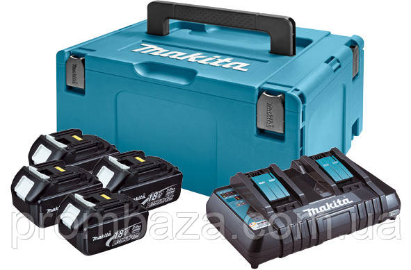 Набір акумуляторів Makita LXT 4x3.0 А·год + DC18RD + Makpac, фото 1