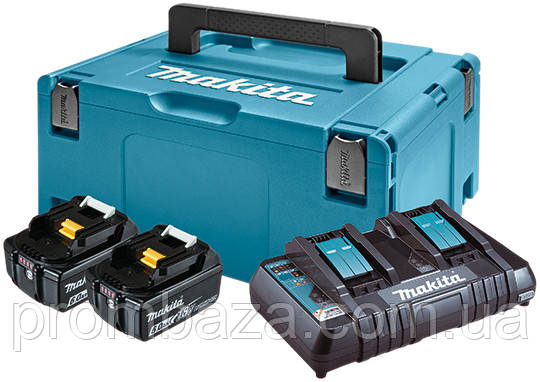 Набір акумуляторів Makita LXT 2x6.0 А·год + DC18RD + Makpac