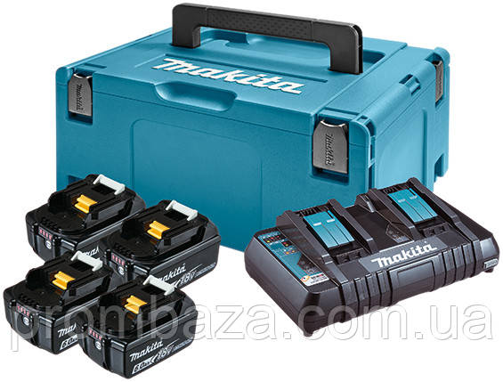 Набір акумуляторів Makita LXT 4x6.0 А·год + DC18RD + Makpac, фото 1