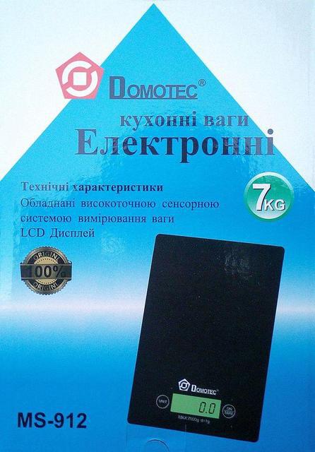 Електронні кухонні сенсорні ваги Domotec Ms-912 до 7 кг