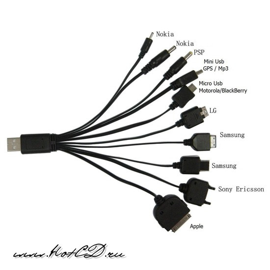 Универсальный USB кабель для зарядки 1 вход >>10 выходов. - фото 3 - id-p62751668