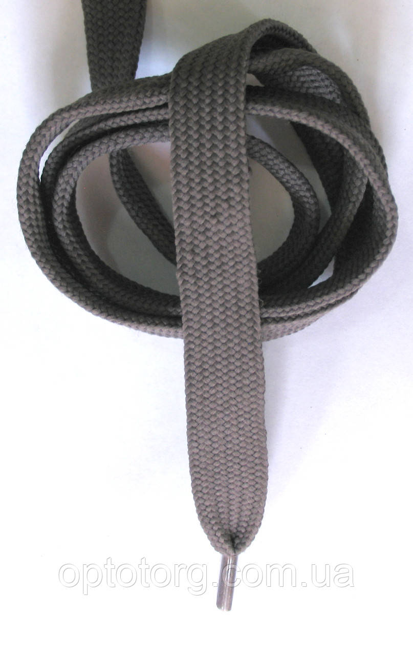 Шнурки плоскі широкі 20мм Темно сірий 120см синтетика