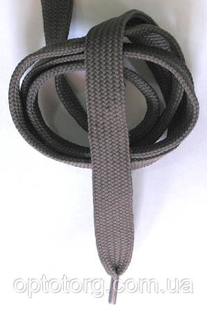 Шнурки плоскі широкі 20мм Темно сірий 120см синтетика, фото 1