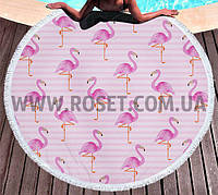 Мандала - розовый фламинго, пляжный коврик (17088)