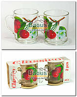 Набір скляних кухлів (2 шт.) 200 мл "Green Tea" (декор — вишня) 07с1335-2 Вишня