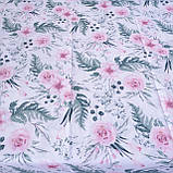 Бавовна Преміум із рожевими трояндами на травах, ширина 160 см, фото 3