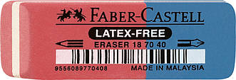 Гумка двостороння Faber-Castell Latex-free 7070-40 каучукова червоно-синя для олівців та чорнила, 187040