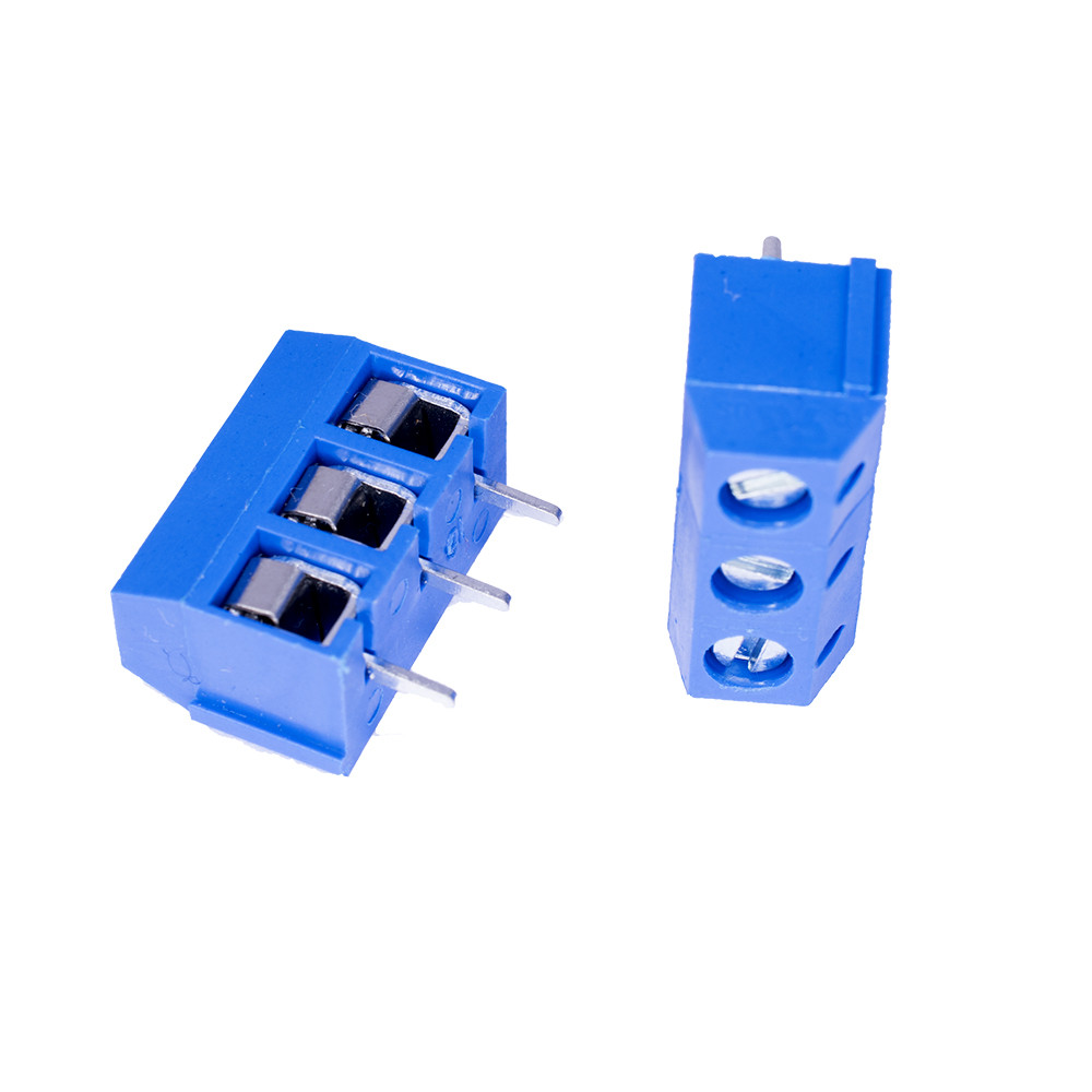 TB-308 Клемник 3 контакту на плату, 16А 250В крок 5,0 мм синій, фото 1