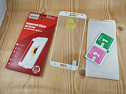 Захисне скло повноекранное з білими рамками для Samsung Galaxy J7 (2015) J700
