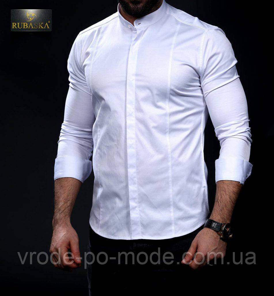 Стильна однотонна біла сорочка приталена слім фіт Slim Fit з довгим рукавом, великий асортимент, з Туреччина