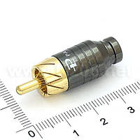 Pailiccs RCA mini RC-391-W Разъем RCA, штекер, корпус металлический, короткий, темно-серый с белой маркировкой