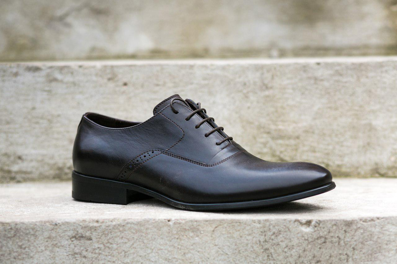 Коричневі туфлі оксфорди ІКОС/IKOS - взуття стильних чоловіків