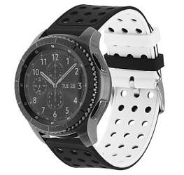 Подвійний ремінець з перфорацією для годинника Samsung Gear S3 Classic SM-R770 / Frontier RM-760 - Black&White