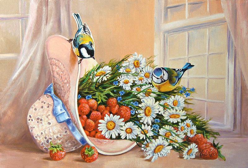 Картина алмазної мозаїки Цікаві синички DM-234 (40 х 60 см) ТМ Алмазна мозаїка, фото 1