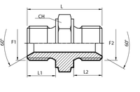 Адаптер прямий BSPP60* 1/2"(Ш) - METR60* M22*1,5(Ш)