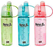 Бутылка для воды New  B 0,6 мл , с распылителем и ручкой, для спорта.