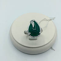 Серебряное кольцо зеленый агат и фианит