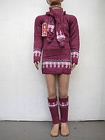 В'язана туніка з шарфом і гетрами для дівчаток трійка зріст 86,92,98,104 Туреччина