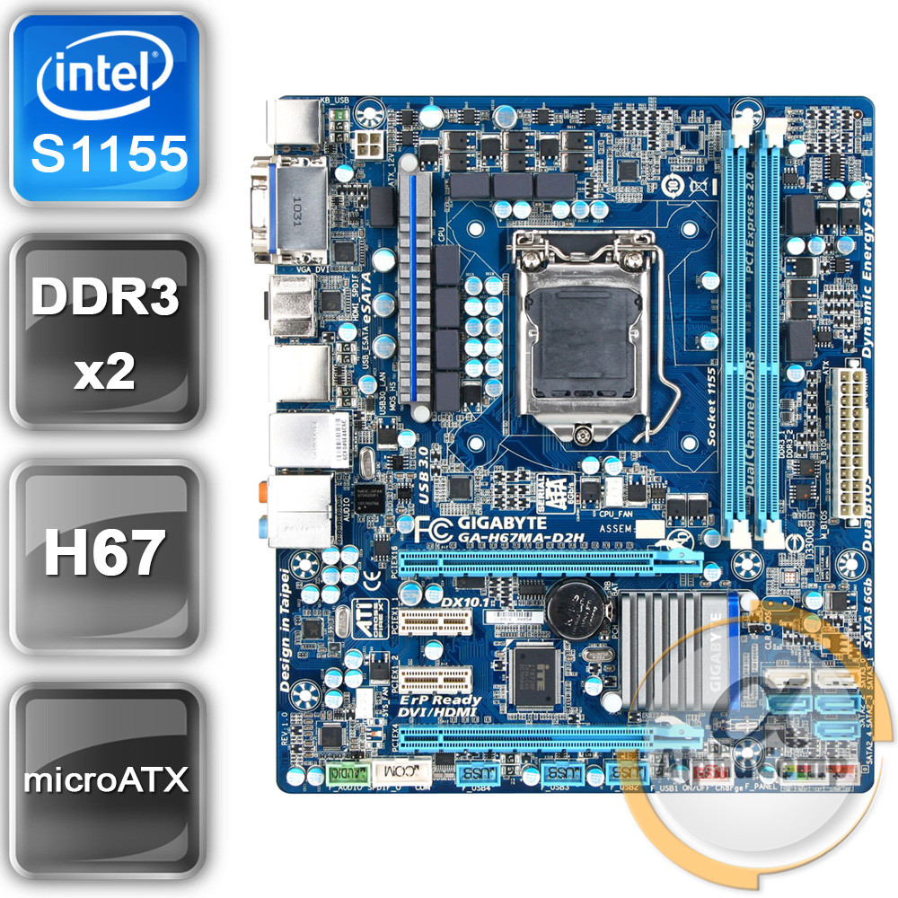 Материнська плата Gigabyte GA-H67MA-D2H (s1155/H67/2xDDR3) БУ